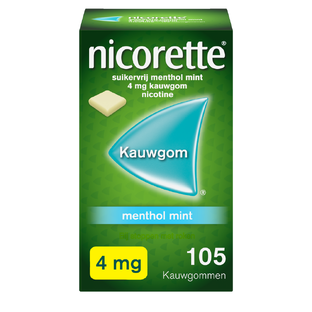 Nicorette Suikervrij Kauwgom Menthol Mint 4mg 105ST