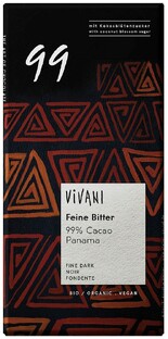Vivani Chocoladereep Puur 99% Cacao 80GR Vivani Chocoladereep Puur 99% Cacao 80GR