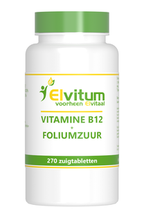 Elvitum Vitamine B12 + Foliumzuur Zuigtabletten 270TB Elvitum Vitamine B12 + Foliumzuur Zuigtabletten 270TB