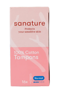 Sanature 100% Katoen Tampons Normaal 16ST Sanature 100% Katoen Tampons Normaal 16ST