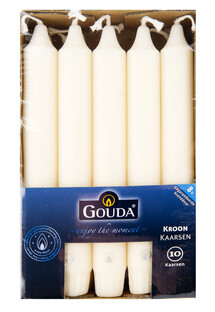 Gouda Kroonkaarsen Ivoor 200/24 10ST Gouda Kroonkaarsen Ivoor 200/24 10ST