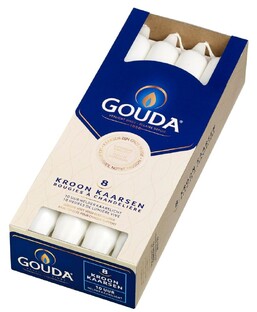 Gouda Kroonkaarsen Satijn Wit 240/24 8ST Gouda Kroonkaarsen Satijn Wit 240/24 8ST