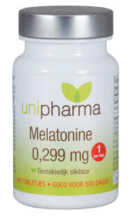 De Online Drogist Unipharma Melatonine Puur 0299mg Tabletten 500TB aanbieding