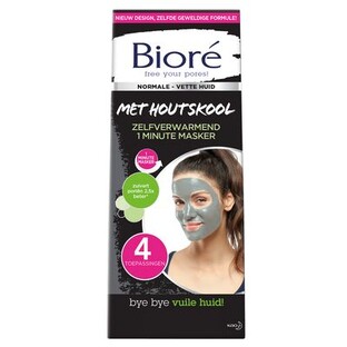 Biore Masker Houtskool 1 Minuut Zelfverwarmend 4ST Biore Masker Houtskool 1 Minuut Zelfverwarmend 4ST