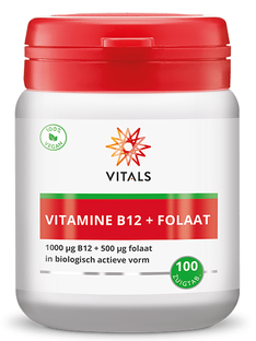 Vitals Vitamine B12 1000mcg + Folaat 500mcg Zuigtabletten 100ZTB Vitals Vitamine B12 1000mcg + Folaat 500mcg Zuigtabletten 100ZTB