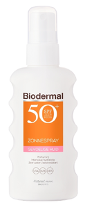 Biodermal Zonnebrand spray voor de gevoelige huid SPF 50+, ook geschikt voor kinderen 175ML Biodermal Zonnebrand spray voor de gevoelige huid SPF 50+, ook geschikt voor kinderen 175ML