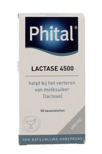 Phital Lactase 4500 Kauwtabletten Aardbei 50KTB Phital Lactase 4500 Kauwtabletten Aardbei 50KTB