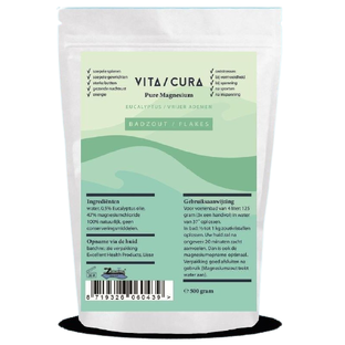 Vita Cura Pure Magnesium Eucalyptus Badzout Vlokken 500GR Vita Cura Pure Magnesium Eucalyptus Badzout Vlokken 500GR