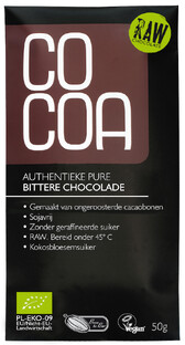 Cocoa Authentieke Pure Bittere Chocoladereep RAW 50GR 