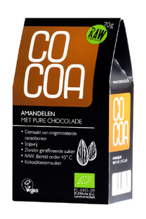 Cocoa Amandelen met Pure Chocolade RAW 70GR Cocoa Amandelen met Pure Chocolade RAW 70GR