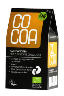 Cocoa Cashewnoten met Pure Koffie Chocolade RAW 70GR