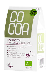 Cocoa Hazelnoten met Kokos Chocolade RAW 70GR