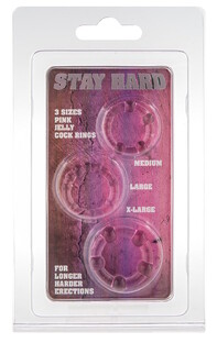 Eros Stay Hard Cock Rings Pink 3ST Eros Stay Hard Cock Rings Pink 3ST