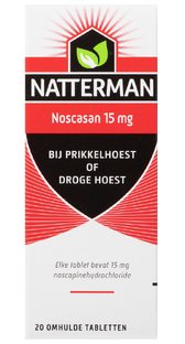 Natterman Noscasan 15 mg bij prikkelhoest of droge hoest Tabletten 20ST Natterman Noscasan 15 mg bij prikkelhoest of droge hoest Tabletten 20ST