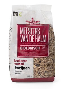 De Halm Muesli Krokant Met Rozijnen 500GR De Halm Muesli Krokant Met Rozijnen 500GR