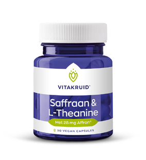 Vitakruid Saffraan 28 mg (Affron®) & L-Theanine Groene Thee 30VCP Vitakruid Saffraan 28 mg (Affron®) & L-Theanine Groene Thee 30VCP