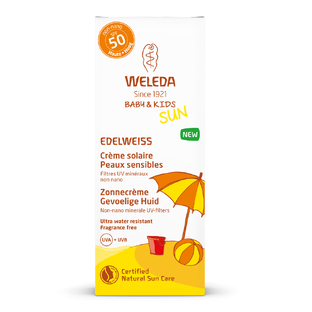 De Online Drogist Weleda Sun Edelweiss Sunscreen Lotion Sensitive SPF50 50ML aanbieding