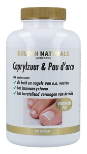 Golden Naturals Caprylzuur & Pau D'Arco Formule Capsules 180VCP Golden Naturals Caprylzuur & Pau D'Arco Formule Capsules 180VCP