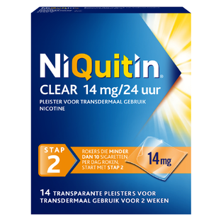 Niquitin Clear Pleisters 14mg Stap 2 14ST Niquitin Clear Pleisters 14mg Stap 2 14ST