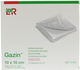 Lohmann & Rauscher Lohmann & Rauscher Gazin Gaaskompres 10x10cm 10ST Lohmann & Rauscher Lohmann & Rauscher Gazin Gaaskompres 10x10cm 10ST