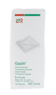 Lohmann & Rauscher Gazin Gaaskompressen 5x5cm 100ST Lohmann & Rauscher Gazin Gaaskompressen 5x5cm 100ST
