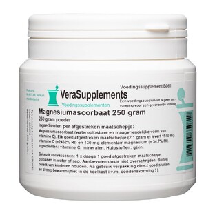 VeraSupplements Magnesiumascorbaat Poeder 250GR VeraSupplements Magnesiumascorbaat Poeder 250GR