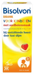 Bisolvon Drank voor Kinderen Aardbei 200ML Bisolvon Drank voor Kinderen Aardbei 200ML