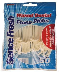 SenceFresh Waxed Dental Floss Picks 50ST