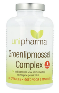 Unipharma Groenlipmossel Complex Capsules 180CP Unipharma Groenlipmossel Complex Capsules 180CP