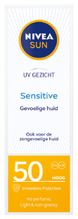 De Online Drogist Nivea Sun Face Sensitive Gezichtszonnecrème SPF50 50ML aanbieding