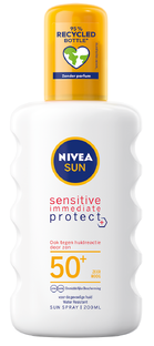 Nivea Sun Sensitive Immediate Protect Zonnespray SPF50+ 200ML Nivea Sun Sensitive Immediate Protect Zonnespray SPF50+ 200ML