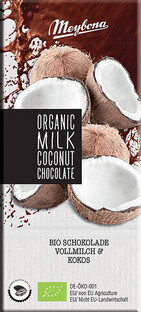 Meybona Organic Milk Cocos Chocolate 100GR Meybona Organic Milk Cocos Chocolate 100GR