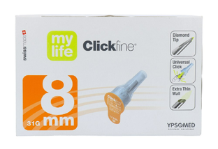 Mylife Clickfine DiamondTip Pennaald 8mm (31G) 100ST Mylife Clickfine DiamondTip Pennaald 8mm (31G) 100ST