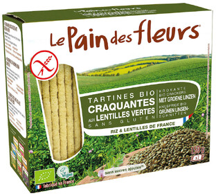 Le Pain des Fleurs Crackers Groene Linzen 150GR Le Pain des Fleurs Crackers Groene Linzen 150GR