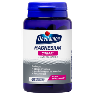 De Online Drogist Davitamon Magnesium citraat + Magnesiumoxide Tabletten 60TB aanbieding