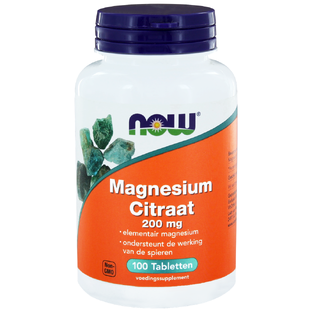 NOW Magnesium Citraat 200mg Tabletten 100ST NOW Magnesium Citraat 200mg Tabletten 100ST