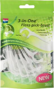 DeOnlineDrogist.nl World Wide Daily 3 In One Floss-Pick-Brush 30ST