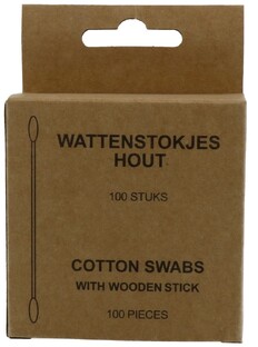 Bezouwen Wattenstaafjes Hout In Doosje 100ST Bezouwen Wattenstaafjes Hout In Doosje 100ST