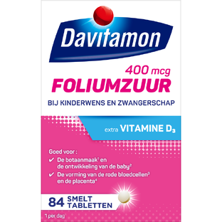 Davitamon Foliumzuur met Vitamine D3 Smelttabletten 84TB Davitamon Foliumzuur met Vitamine D3 Smelttabletten 84TB