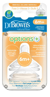 Dr Browns Options+ Anti-Colic Brede Halsfles Speen Fase 3 6mnd+ 2ST