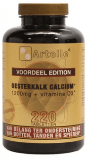 Artelle Oesterkalk Calcium 1200 mg Vitamine D3 Tabletten 220CP Artelle Oesterkalk Calcium 1200 mg Vitamine D3 Tabletten 220CP