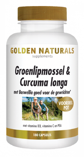Golden Naturals Groenlipmossel & Curcuma longa Capsules 180CP Golden Naturals Groenlipmossel & Curcuma longa Capsules 180CP