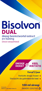 Bisolvon Dual Droge Hoest + Keelirritatie Siroop 100ML Bisolvon Dual Droge Hoest + Keelirritatie Siroop 100ML
