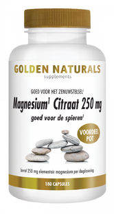 Golden Naturals Magnesium Citraat 250mg Capsules 180VCP Golden Naturals Magnesium Citraat 250mg Capsules 180VCP