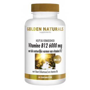 Golden Naturals Vitamine B12 6000mcg Zuigtabletten 60ZTB Golden Naturals Vitamine B12 6000mcg Zuigtabletten 60ZTB
