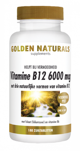 Golden Naturals Vitamine B12 6000mcg Zuigtabletten 180TB Golden Naturals Vitamine B12 6000mcg Zuigtabletten 180TB