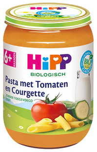HiPP 6m+ Pasta met Tomaten en Courgette 190GR  HiPP 6m+ Pasta met Tomaten en Courgette 190GR