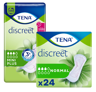 TENA Discreet Mini Plus + Normal Combiverpakking 24ST+16ST  TENA Discreet Mini Plus + Normal Combiverpakking 24ST+16ST