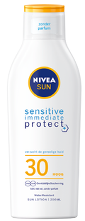 De Online Drogist Nivea Sun Sensitive Immediate Protect SPF30 Zonnemelk 200ML aanbieding
