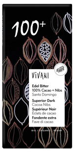 Vivani Chocoladereep Superior Dark 100% 80GR